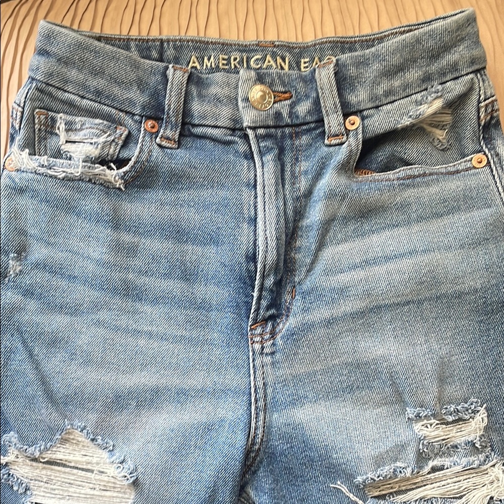 American Eagle Outfitters Blue High Rise Distressed Jeans